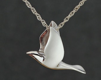 DOVE PENDANT Graceful 3-D Form, in Sterling Silver, choice of chain. Larger ss Dove