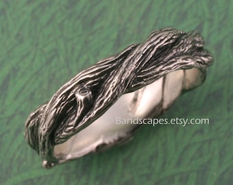 TWISTED TWIGS Wedding Ring.  This band made in Sterling Silver. Twig, Branch Wedding Band