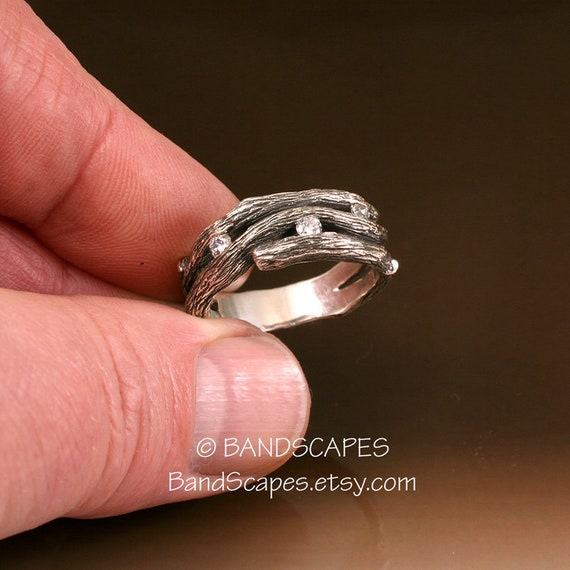 STONE BRANCH Wedding Band a Natural Twigs and Branches Ring With