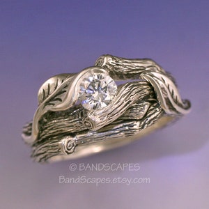 SHERWOOD with MOISSANITE, Wedding Rings, Engagement Set, Bridal Set, Handmade in Sterling Silver
