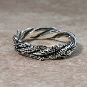 TWISTED TWIGS Wedding Ring. This band made in Sterling Silver. Twig, Branch Wedding Band image 3