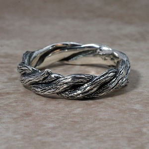 TWISTED TWIGS Wedding Ring. This band made in Sterling Silver. Twig, Branch Wedding Band image 4