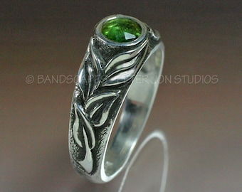 GRACEFUL LEAVES Rose Cut Tourmaline, Engagement Ring made to order in your choice of Rose Gold, White Gold, Yellow Gold