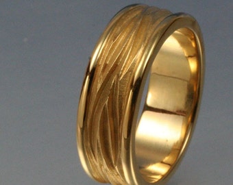 BORDERED WAVE Wedding Band, in 14k yellow, rose or white gold