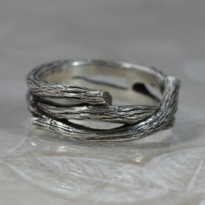 TANGLEWOOD Branch Wedding Band a Natural Twigs and Branches Ring in Sterling Silver. Branch and Vine image 3