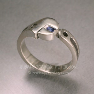 Sterling WRENCH WEDDING BAND with Genuine Sapphire. A real wedding ring for all mechanics image 2