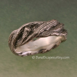 WIDE TWISTED TWIGS Wedding Ring.  This band made in Sterling Silver. Twig, Branch Wedding Band