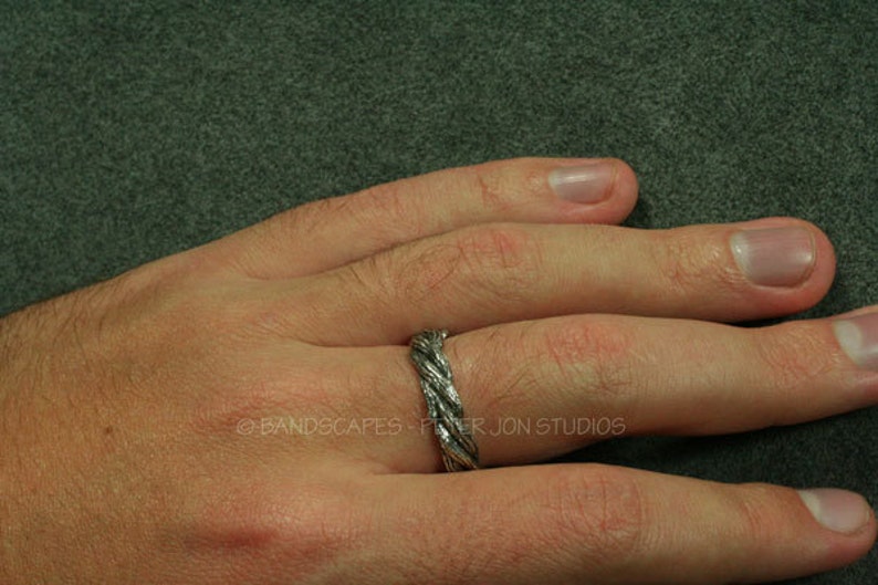 TWISTED TWIGS Wedding Ring. This band made in Sterling Silver. Twig, Branch Wedding Band image 5