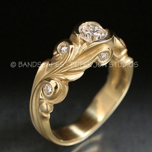 14k Yellow Gold ANNE WEDDING Ring Set, .58ct. E color, VS clarity Natural Diamond. Ready to send image 1