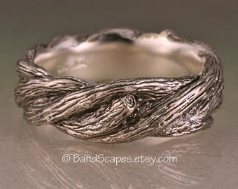 Wider Version TWISTED TWIGS Wedding Ring.  14k Gold, Choice of Yellow, White or Rose Gold. Twig, Branch Wedding Band, Twisting Vines Ring