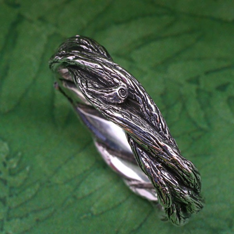 TWISTED TWIGS Wedding Ring. This band made in Sterling Silver. Twig, Branch Wedding Band image 1