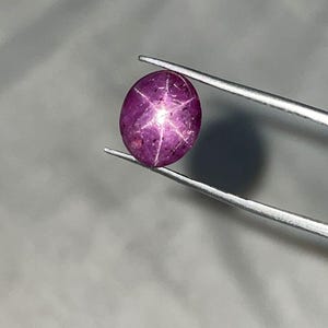 Naturlig stjärnrubin ädelsten – Äkta 6-strålande asterism lös oval cabochon (7,50 karat)