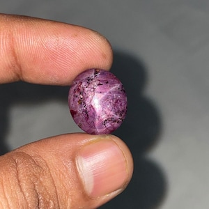 Natural Star Ruby Gemstone, 19.25 Ct Cabochon, 6-Ray Asterism (Loose Gem)