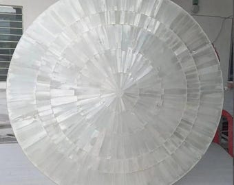 Tablero de mesa de cristal de selenita hecho a mano / Diseño radiante en forma de sol