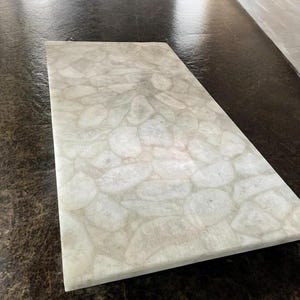 Adorable White Quartz Stone Dining Table Handmade Countertop Kitchen Slab Luxury Furniture Hallway Interior Conference Meeting Desk Decors