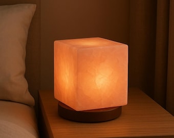 Rosenquarz Würfel Lampe: Kristall Heilendes Nachttisch Licht