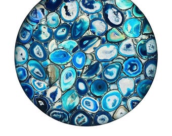 Handmade Blue Agate Table Top: Polished Gemstone Slab