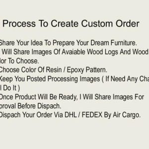 Puede incluir: Un gr&aacute;fico beige titulado "Proceso para crear un pedido personalizado". Detalla los pasos para la creaci&oacute;n de muebles a medida, desde la idea inicial hasta la aprobaci&oacute;n antes del env&iacute;o.