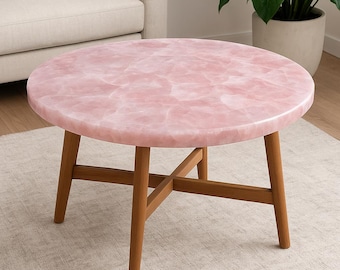 Handcrafted Rose Quartz Coffee Table: Luxury Gemstone Accent