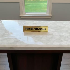 Weiß Quarz Couchtischplatte | Naturstein-Platte, Luxus-Wohnzimmermöbel