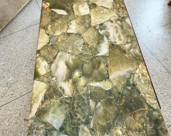 Mesa de centro artesanal em ônix verde | Móveis de cristal de luxo