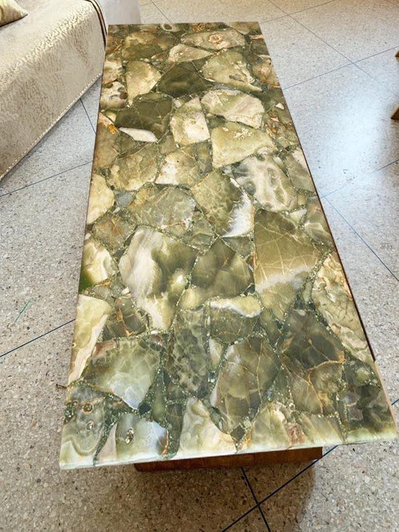 Handmade Green Onyx Gemstone Coffee Table | Luxury Crystal Furniture