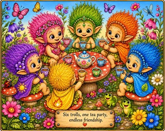 Pack 6 monde des trolls IBeanTrolled à colorier, téléchargement immédiat au format PDF et PNG