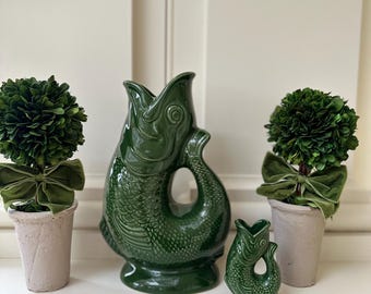 Antique Majolica Gurgle Jug Circa 1880, Majolica Gluggle Jug