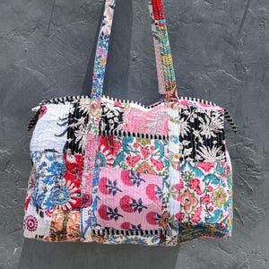 Assorted indian Beautiful Block print Patchwork Cotton Assorted Quilted Duffle Tote Bags Block Print Shoulder Bags Eco Friendly Sustainable