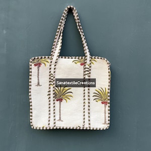 Hand Block Print Quality  Cotton  Print  Quilted Duffle Tote Bags Block Fabrics Indina  Print Shoulder Bags Eco Friendly Sustainable