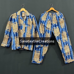 100% Cotton Tiger  Women  Luxury Print Cotton Pajamas Short Long Tiger Print Long Pants Pajama, Women Pajama Set Bridesmaid Pajama,