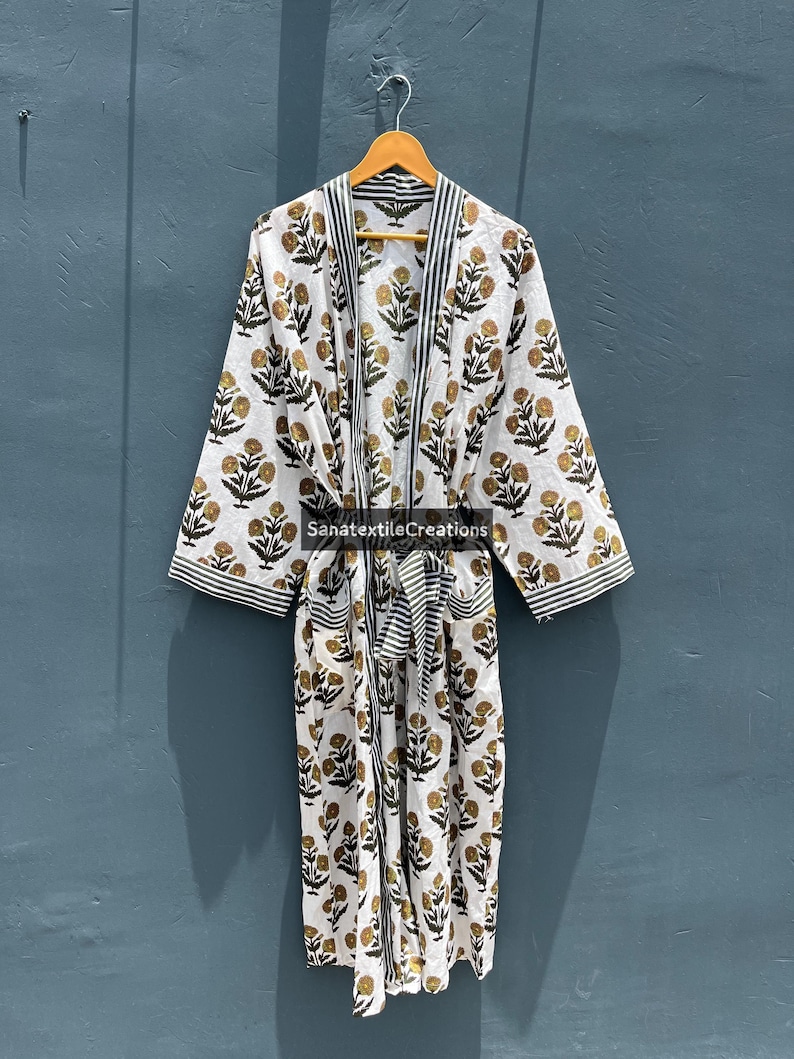 Beach Robe Pattern Block Print Cotton Kimono Robe: Boho Beach Cover-up - Etsy UK