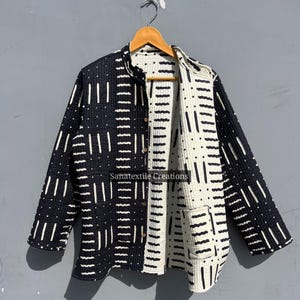 Reversible Cotton Quilted Jacket, Block Print Boho Coat