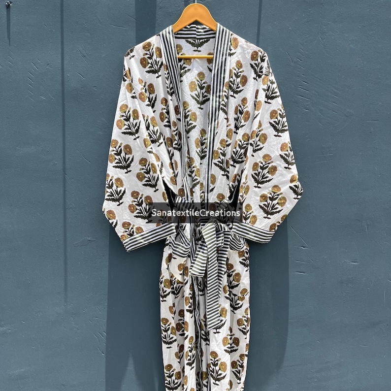 Beach Robe Pattern Block Print Cotton Kimono Robe: Boho Beach Cover-up - Etsy UK