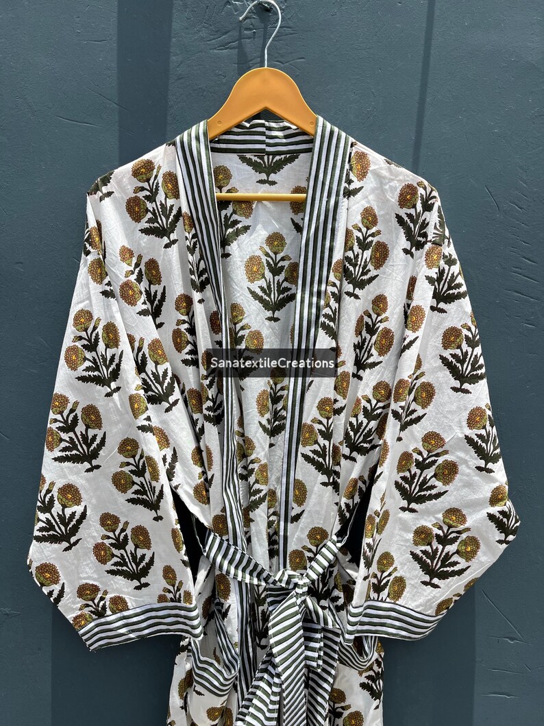 Beach Robe Pattern Block Print Cotton Kimono Robe: Boho Beach Cover-up - Etsy UK