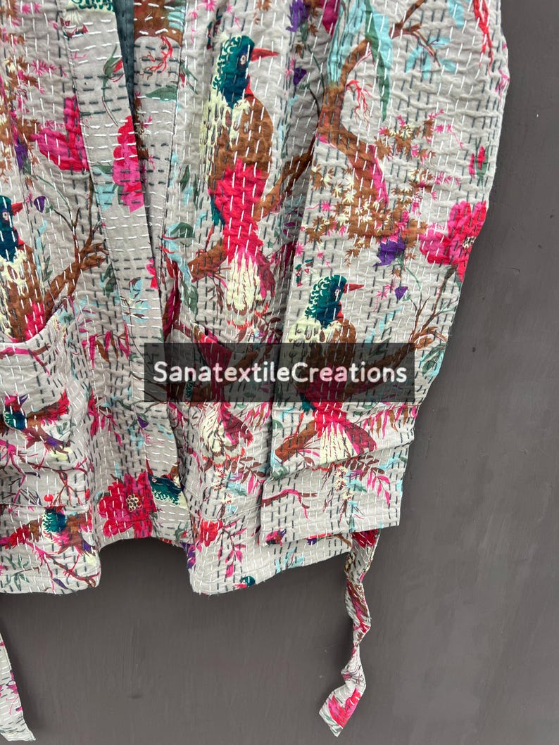 Rose Kimono Floar Kantha Quilted Kimono Jacket – One-of-a-kind Boho ...
