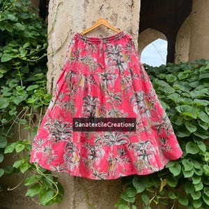 Indian Tiger Maxi  Printed Beautiful Floral print maxi Skirt, Long wear Women Clotting Elastic Gold Skirt  Handmade  Tiered Skirt, Gift