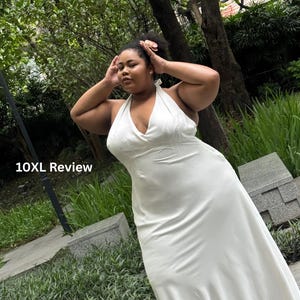 10XL Custom Size Available, Halter Maxi Dress – Flattering Fit for Plus Sizes, Sculpting Non-Stretch Fabric