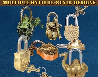 Handgemaakte rustieke antieke stijl kast retro slot met sleutels Uniek vintage messing deurslot