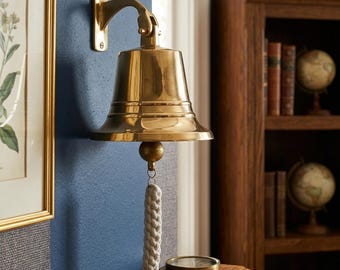 Handcrafted Lacquered Polished Brass Wall Mount Dinner Bell, Nautical Hanging Bell for Home, Kitchen & Garden Decor – The Magic Bella