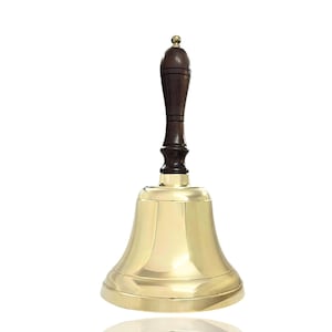 6&quot; Handcrafted Brass Handbell – Loud School Bell with Wooden Handle – Call Bell for Elderly, Events, Classrooms & Home Use