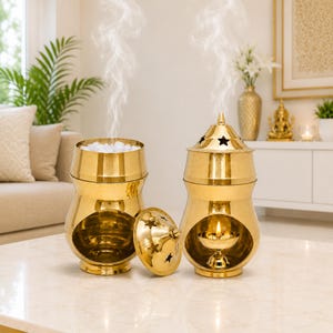 Brass Camphor Aroma Burner with Diya: Meditation Incense Holder for Pooja, | Spiritual Gift