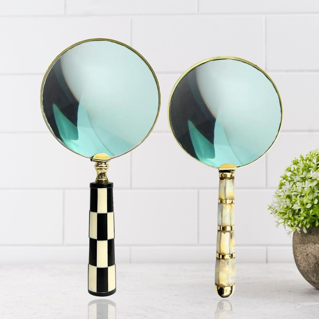 Magnifying Glass Collection – MOP & Resin With Brass Inlay, 4-inch ...