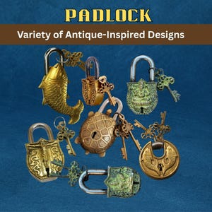 Handcrafted Brass Antique Lock with Keys – Vintage Style | Functional & Decorative | Multiple Designs Available | Collectible Gift