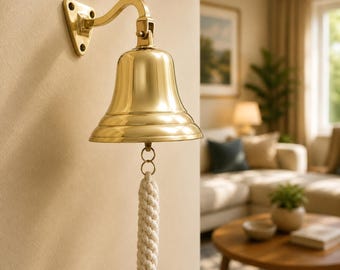 Personalized Brass Bell, Engraved School Wall Hanging Bell Indoor / Outdoor, Nautical Bells, Ship Boat Maritime Decor, Customized Ship Bell