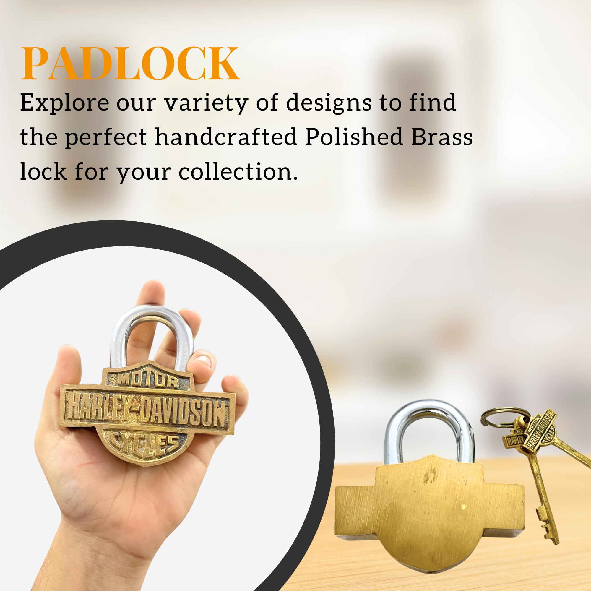 ハーレーダビッドソン 真鍮製 バイク用南京錠 鍵付き - ヴィンテージ