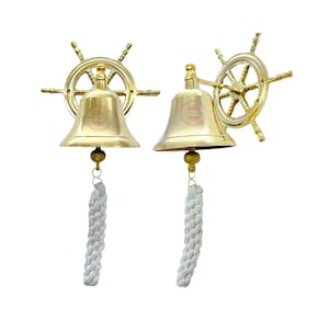 The Magic Bella Steering Wheel Wall Mounted Solid Brass Bell for Dinner, Indoor, Outdoor, School, Bar, Reception & Church - 4 Inch