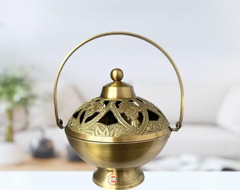 Handcrafted Brass Dhuni Burner: Incense Holder for Home & Temple