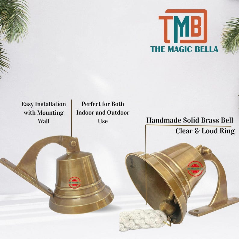 Solid Brass Wall-mounted Marine Bell – Antique Finish Hanging Bell With ...
