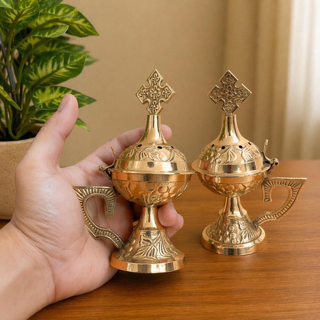 Incensor Brass Incense Burner –antique Christian Orthodox Brass Thurible Censer ...
